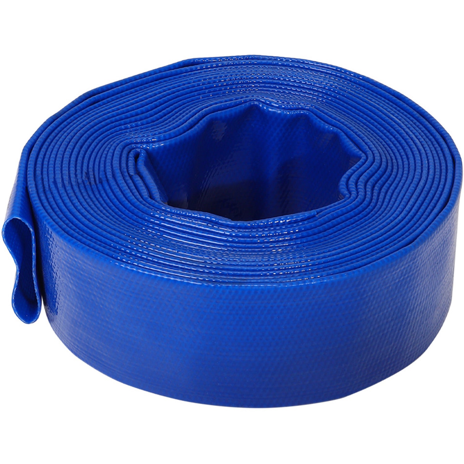 Flat blue water discharge hose